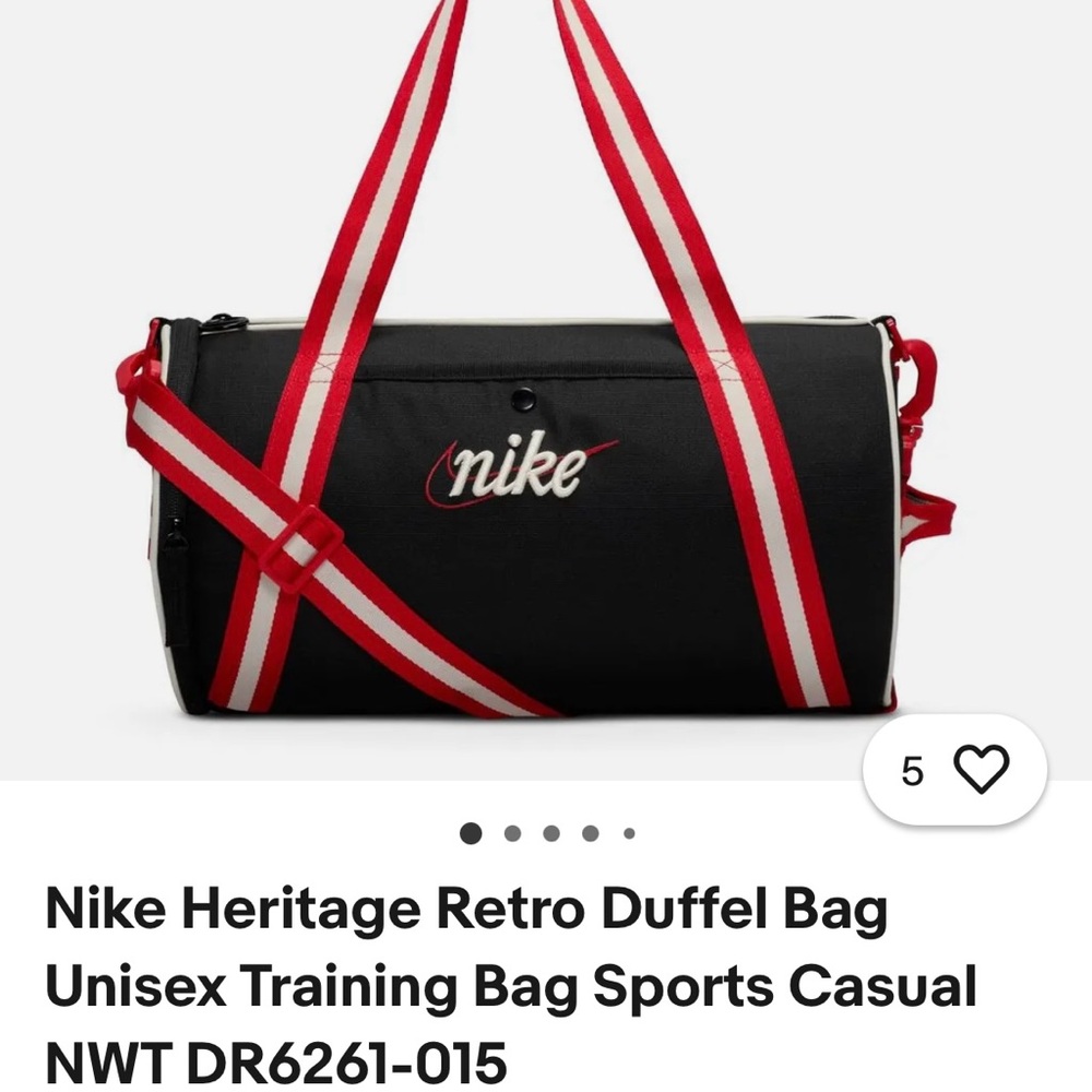 Nike Heritage Black Duffel Bag with Red Straps